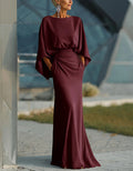 Solid Color Round Neck Maxi Dress