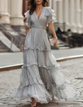 Chiffon Ruffled Hem Maxi Dress