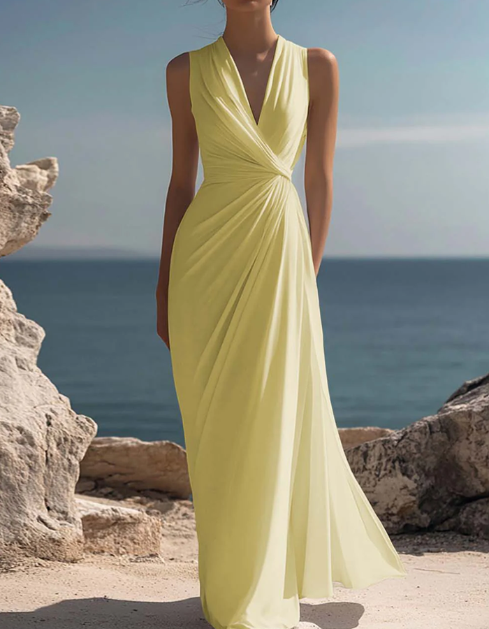 Chiffon V-Neck Maxi Dress