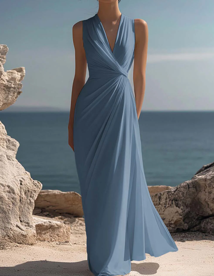 Chiffon V-Neck Maxi Dress