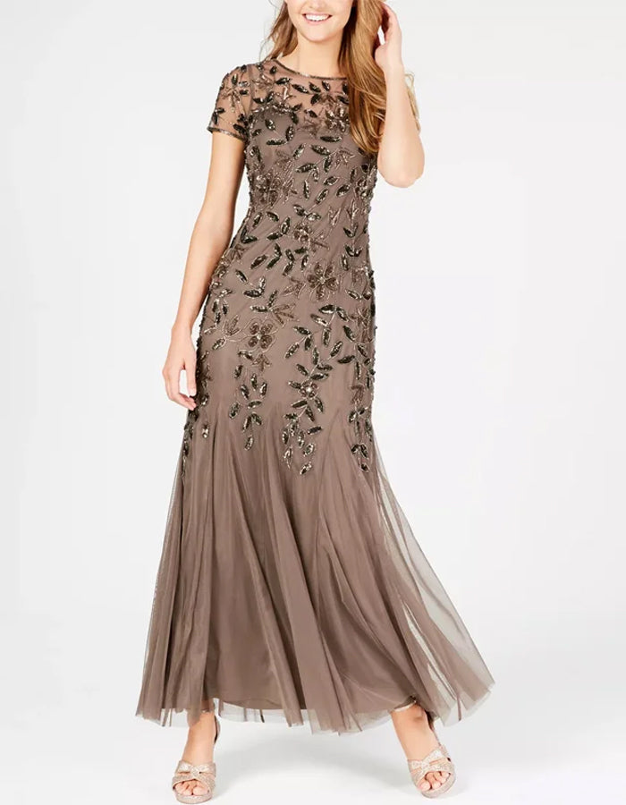 Crew Neck Sequined Maxi Dress