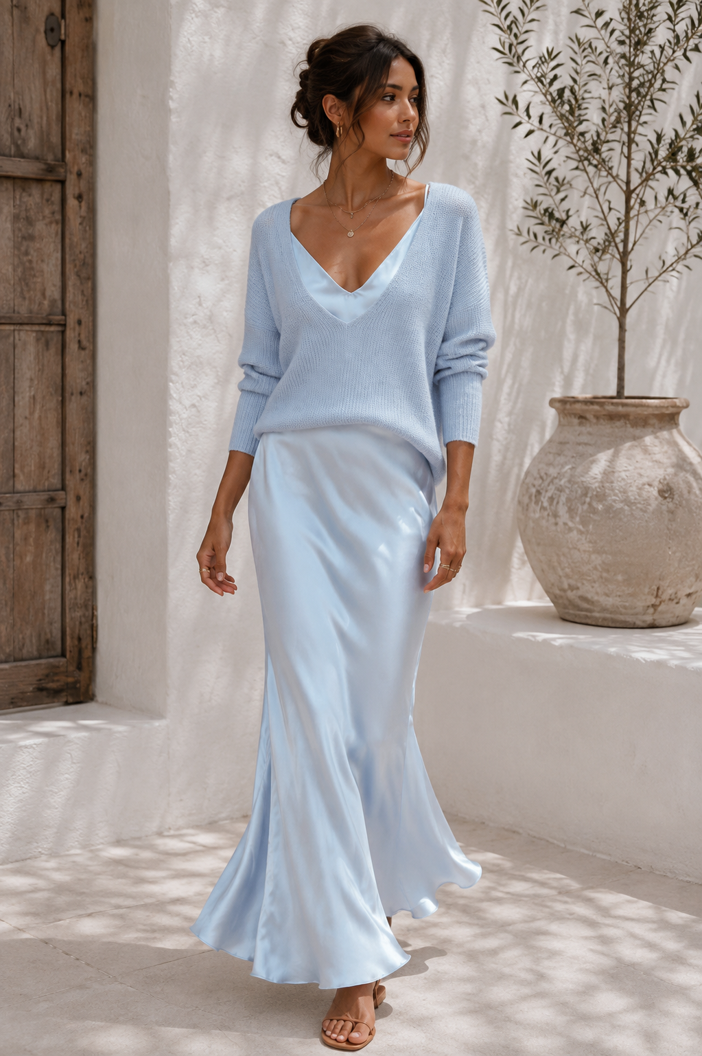 Alma | Elegant Satin Dress with Jersey Fabric