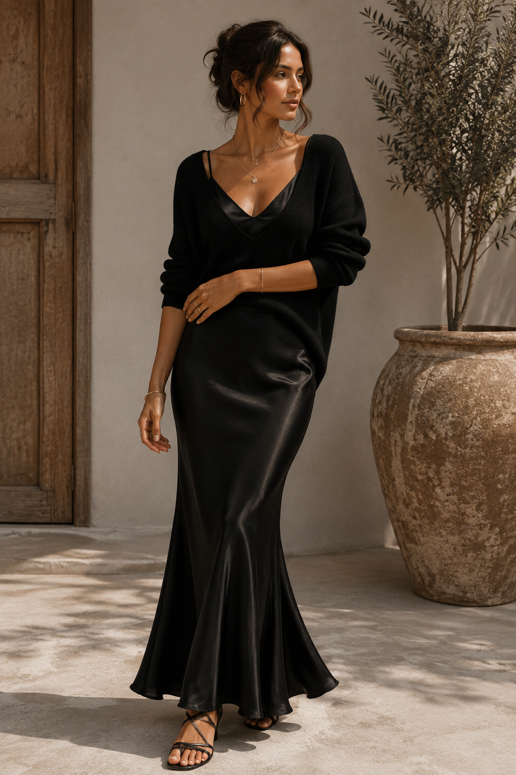 Alma | Elegant Satin Dress with Jersey Fabric