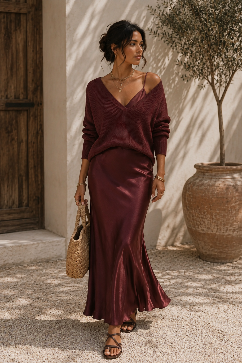 Alma | Elegant Satin Dress with Jersey Fabric