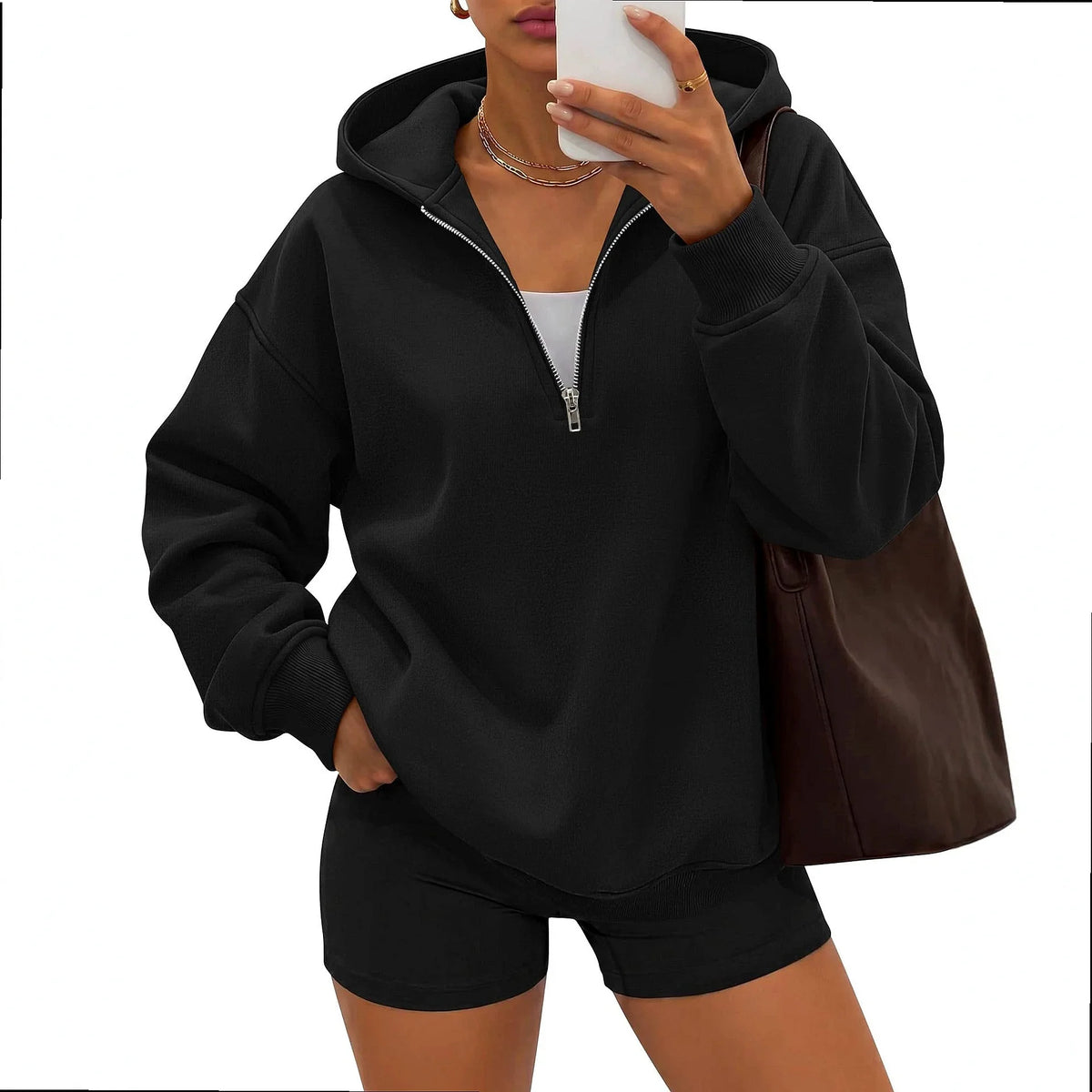 Monathic Women Casual Hoodies Half Zip Hoodie Pullover Sweatshirts Tops