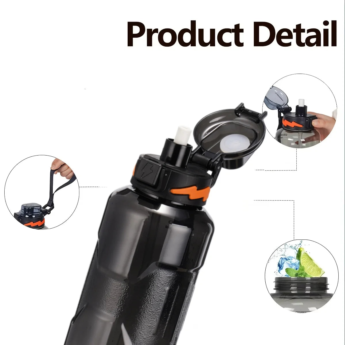 1.5L Straw Water Bottle Large Capacity