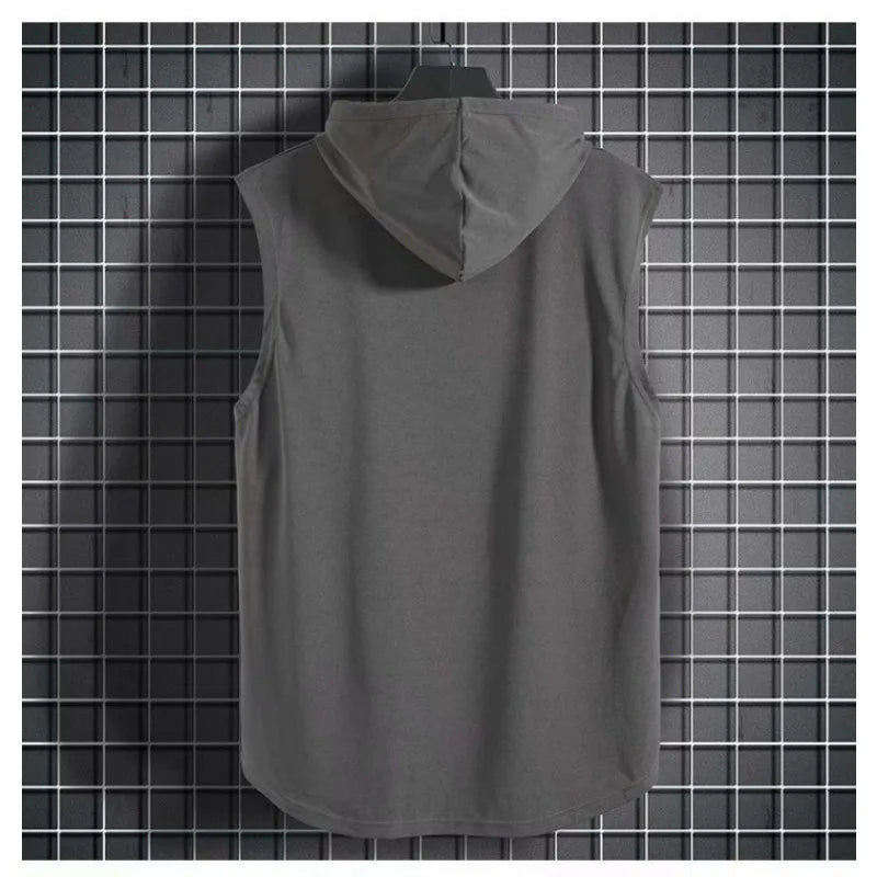 Monathic Men’s Hooded Tank Top, Sleeveless T-Shirt Vest for Gym & Fitness