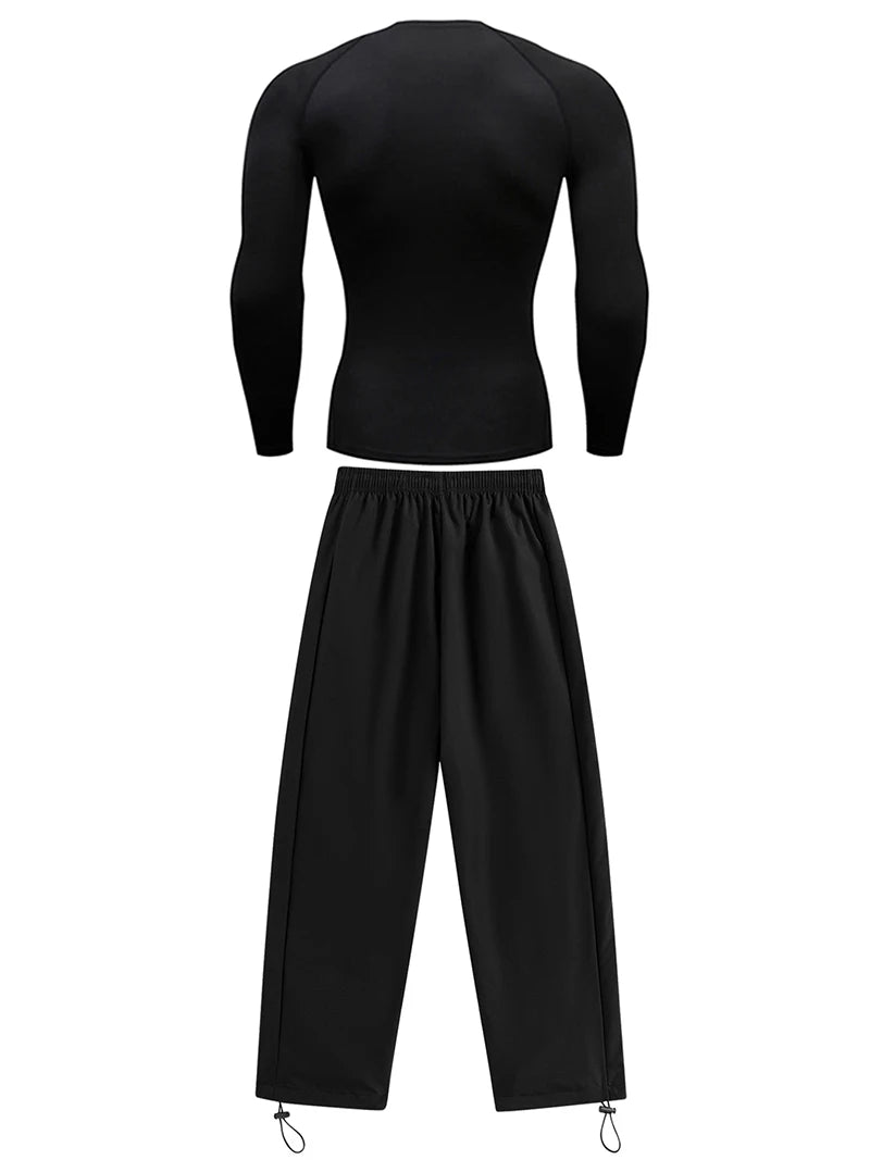 Men's 2-Piece Athletic Set | Compression Shirt & Sweatpants