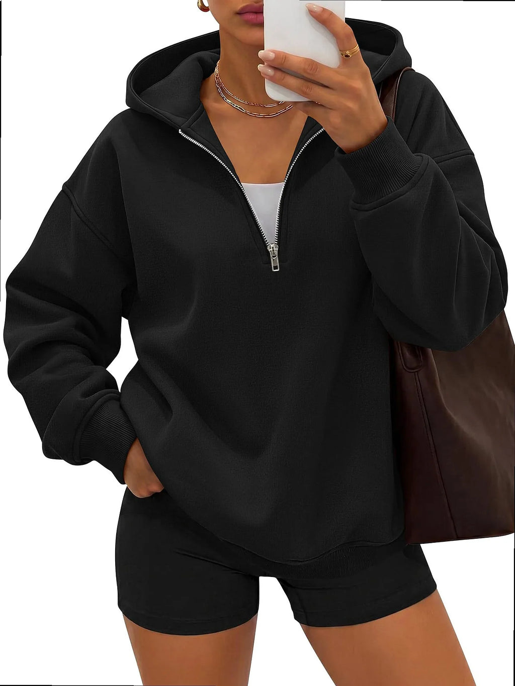Monathic Women Casual Hoodies Half Zip Hoodie Pullover Sweatshirts Tops