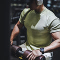 Monathic Men’s T-Shirt High-Collar Short-Sleeve Athletic Top for Fitness