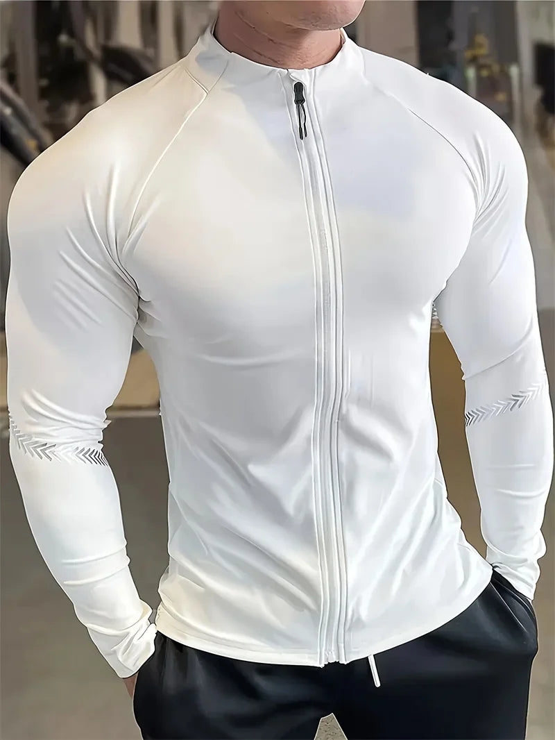 Monathic Zip-Up Fitness Jacket – Tight-Fit Training Sportswear Top