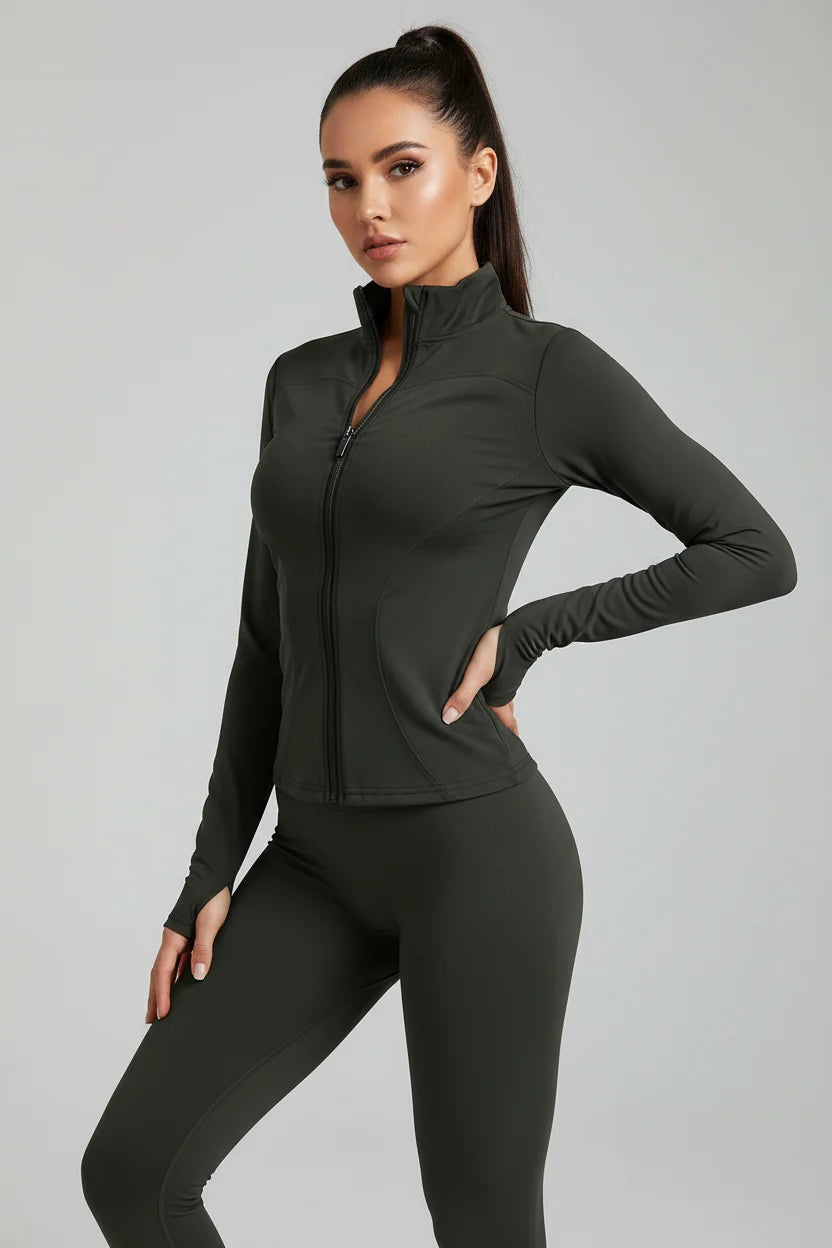 Monathic Sculpt Zip Active Jacket – Seamless Long Sleeve Fitness & Running Top