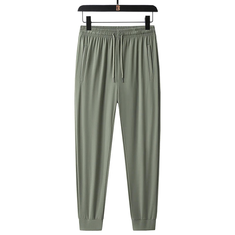 Monathic Ice Silk Men's Pants, Thin Elastic Breathable Straight Leg Sweatpants