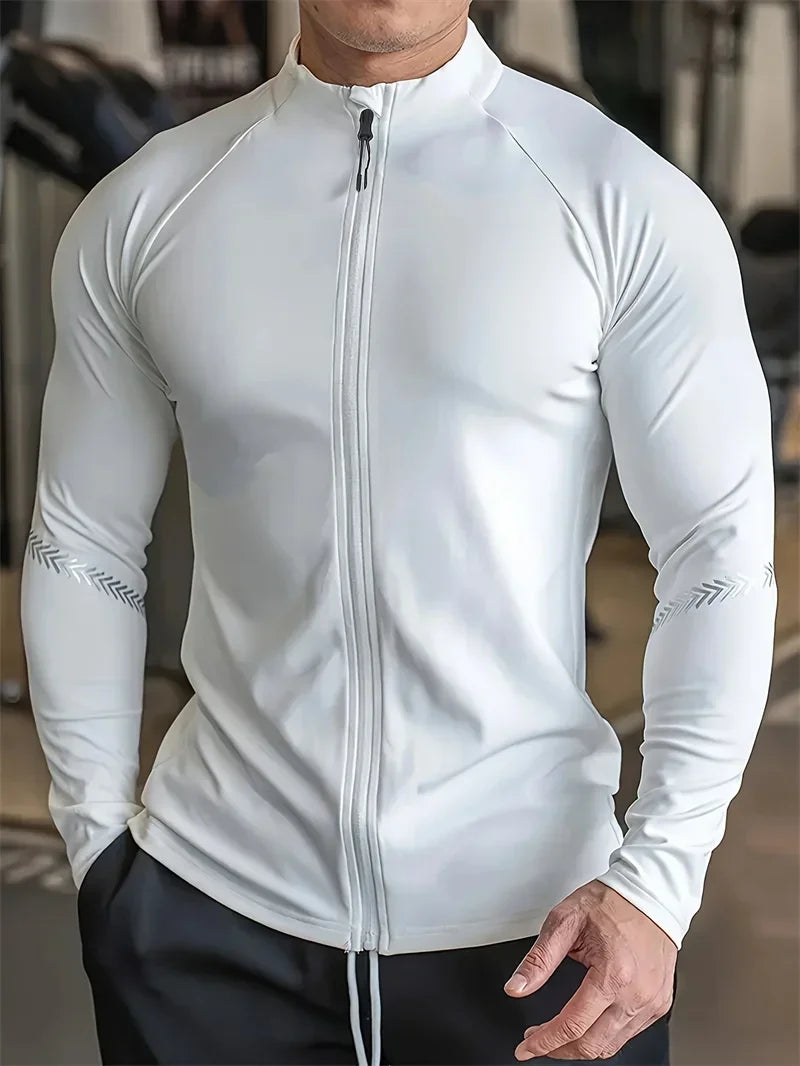 Monathic Zip-Up Fitness Jacket – Tight-Fit Training Sportswear Top