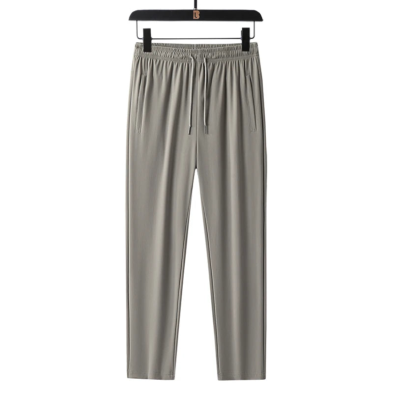 Monathic Ice Silk Men's Pants, Thin Elastic Breathable Straight Leg Sweatpants