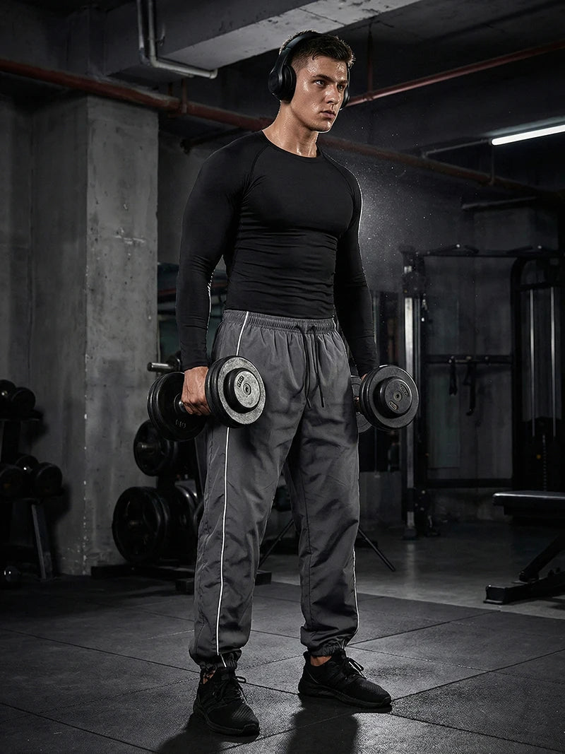 Men's 2-Piece Athletic Set | Compression Shirt & Sweatpants