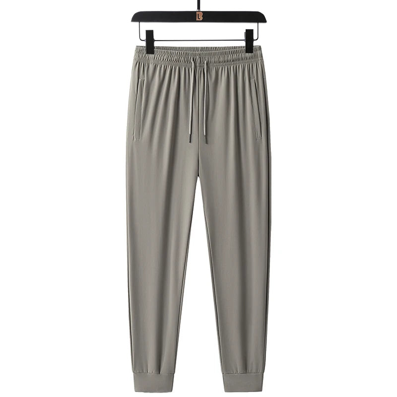 Monathic Ice Silk Men's Pants, Thin Elastic Breathable Straight Leg Sweatpants