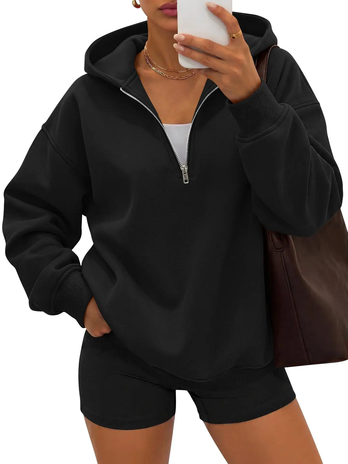 Monathic Women Casual Hoodies Half Zip Hoodie Pullover Sweatshirts Tops