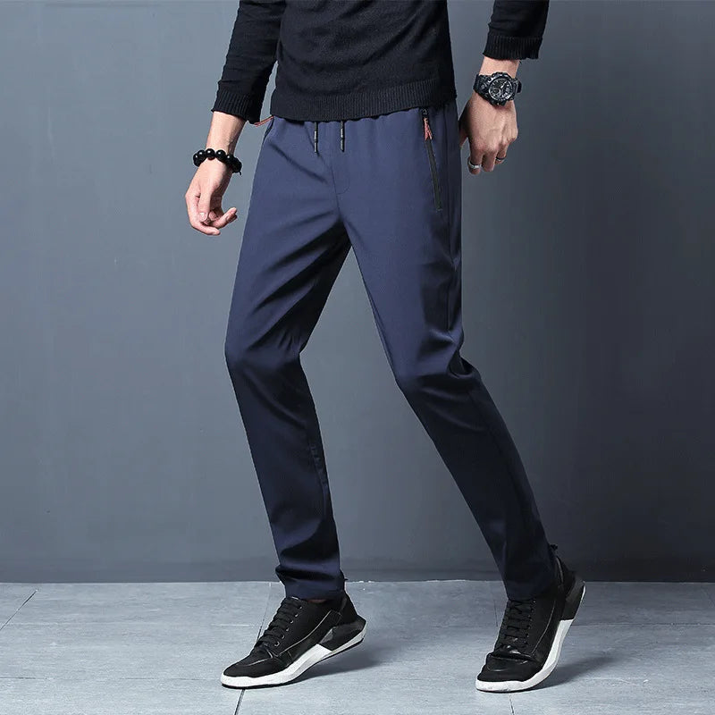 Monathic Ice Silk Men's Pants, Thin Elastic Breathable Straight Leg Sweatpants