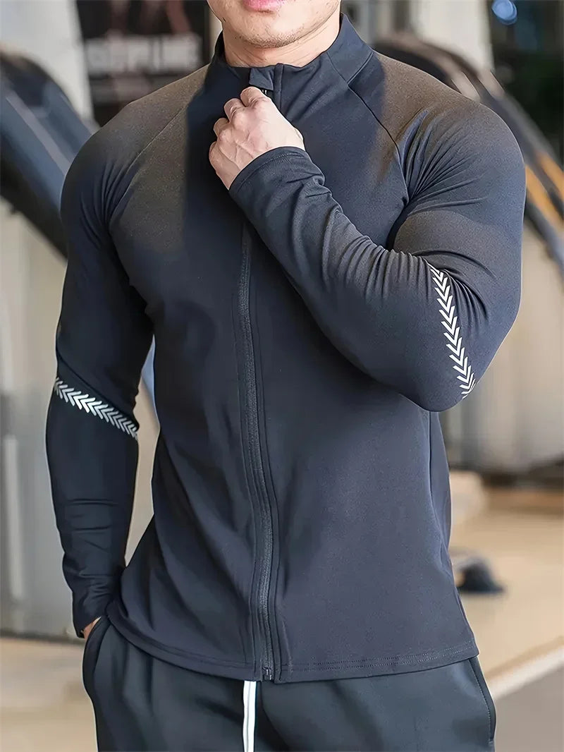 Monathic Zip-Up Fitness Jacket – Tight-Fit Training Sportswear Top
