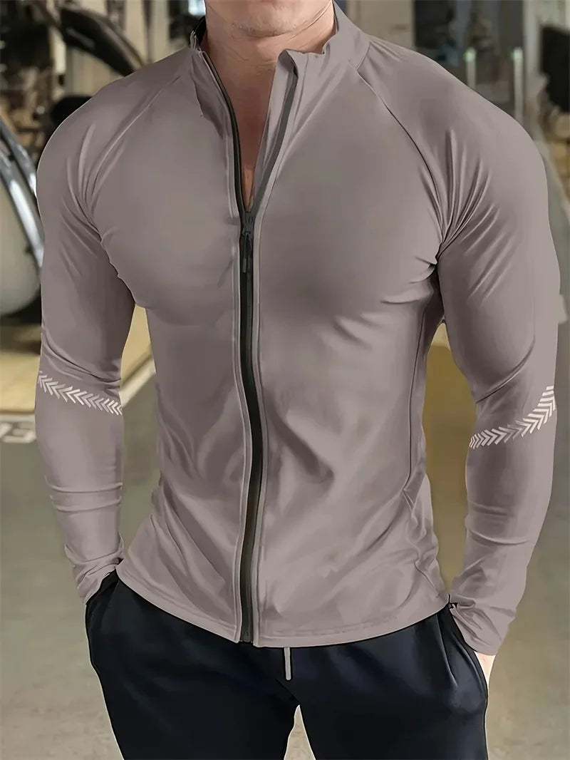 Monathic Zip-Up Fitness Jacket – Tight-Fit Training Sportswear Top