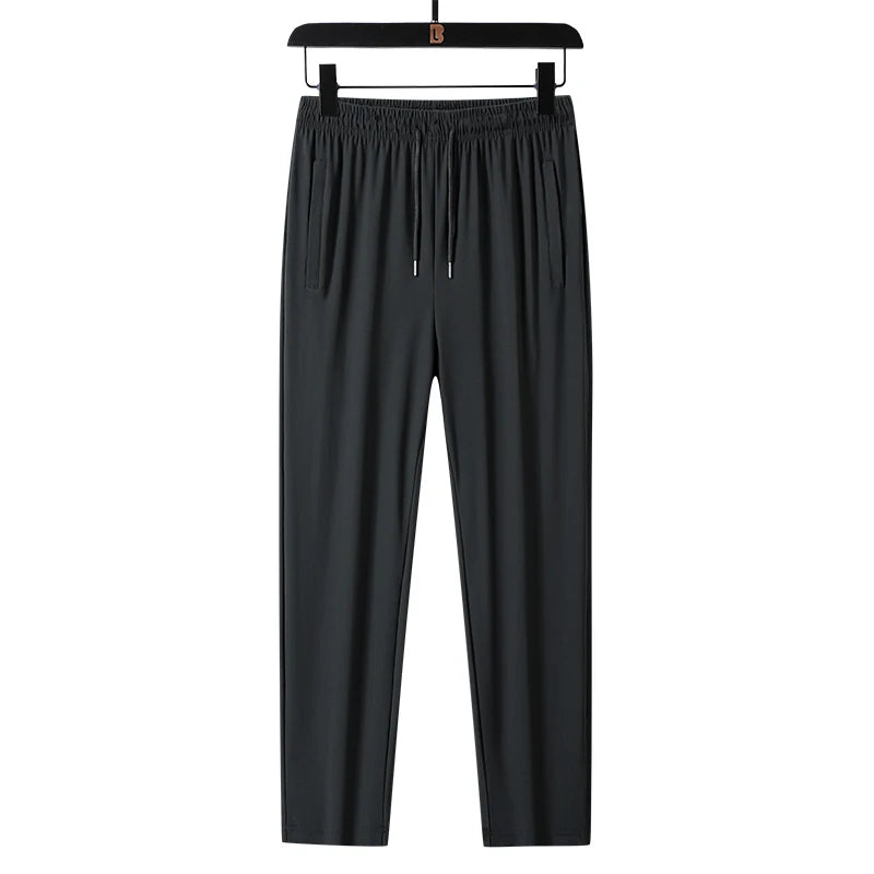 Monathic Ice Silk Men's Pants, Thin Elastic Breathable Straight Leg Sweatpants