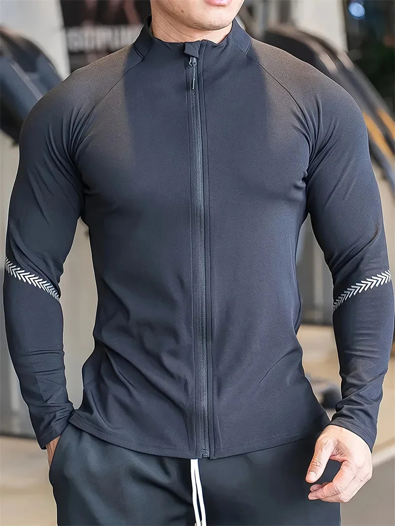 Monathic Zip-Up Fitness Jacket – Tight-Fit Training Sportswear Top