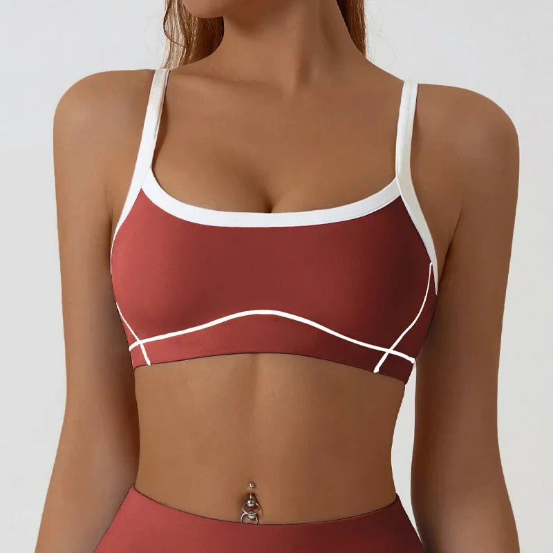 Monathic CurveFit Contrast Sports Bra – Stylish Full Support Active Bra