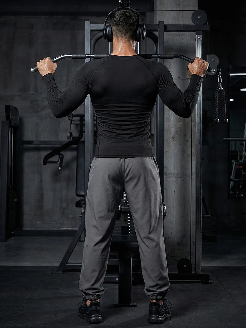 Men's 2-Piece Athletic Set | Compression Shirt & Sweatpants