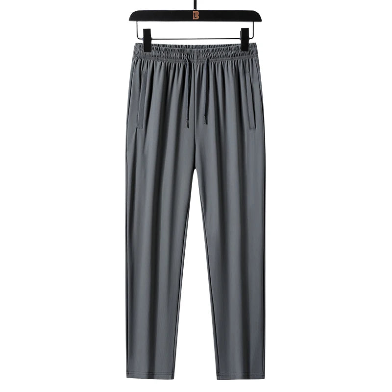Monathic Ice Silk Men's Pants, Thin Elastic Breathable Straight Leg Sweatpants