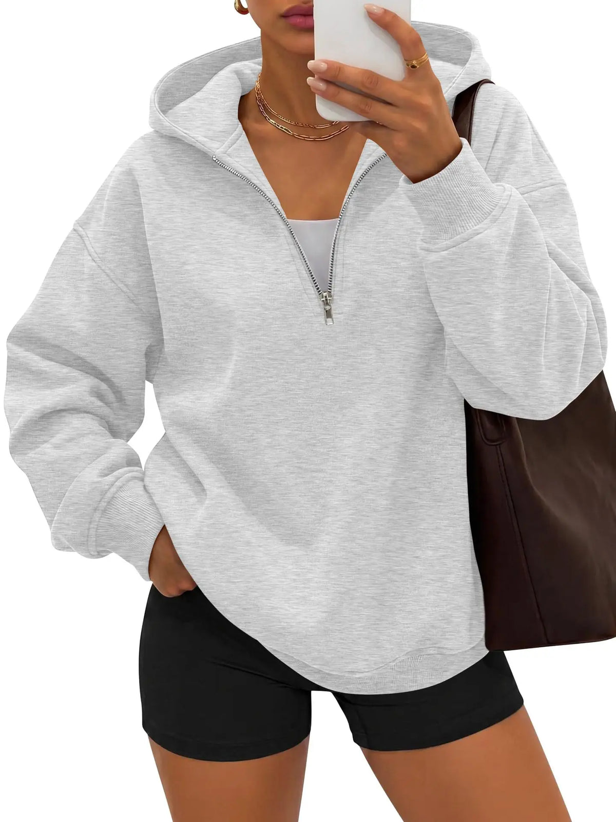 Monathic Women Casual Hoodies Half Zip Hoodie Pullover Sweatshirts Tops