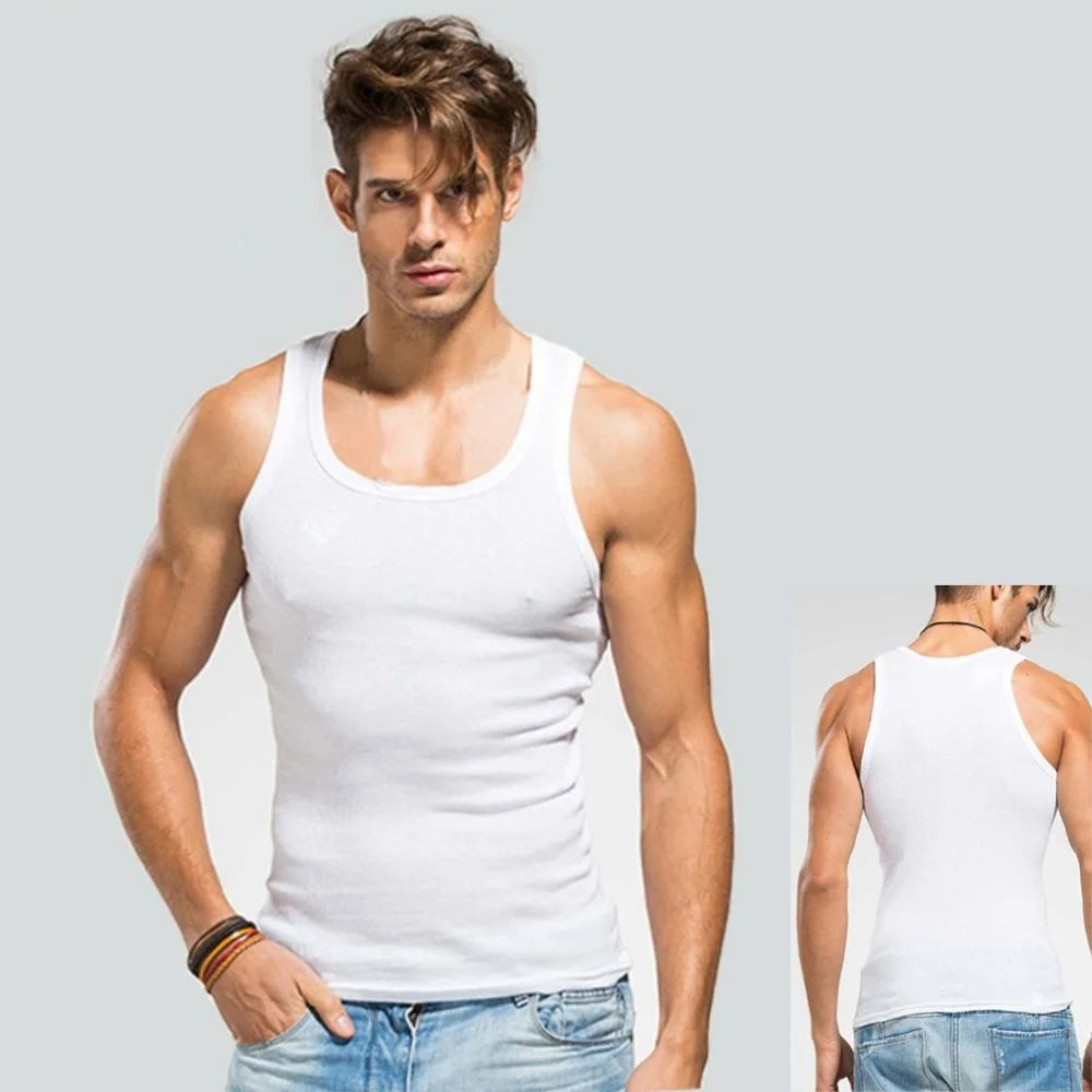 Monathic Men's 100% Pure Cotton Tank Top – Sleeveless Fitness T-Shirt