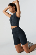 Monathic Seamless Ribbed High-Waisted Biker Shorts