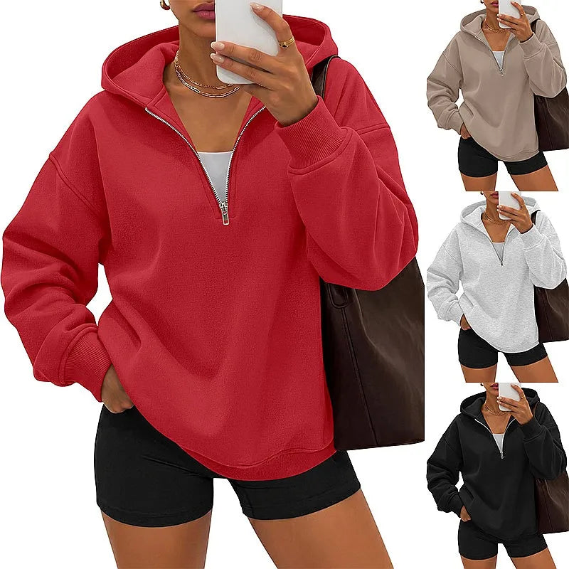 Monathic Women Casual Hoodies Half Zip Hoodie Pullover Sweatshirts Tops