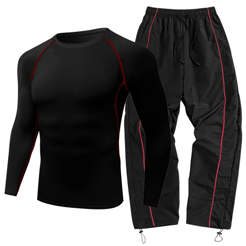 Men's 2-Piece Athletic Set | Compression Shirt & Sweatpants