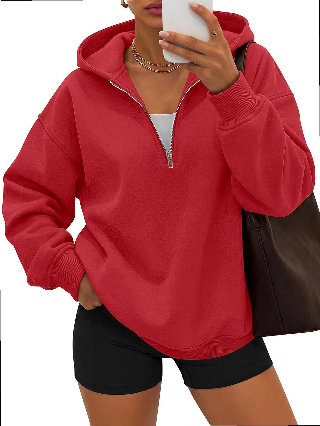 Monathic Women Casual Hoodies Half Zip Hoodie Pullover Sweatshirts Tops