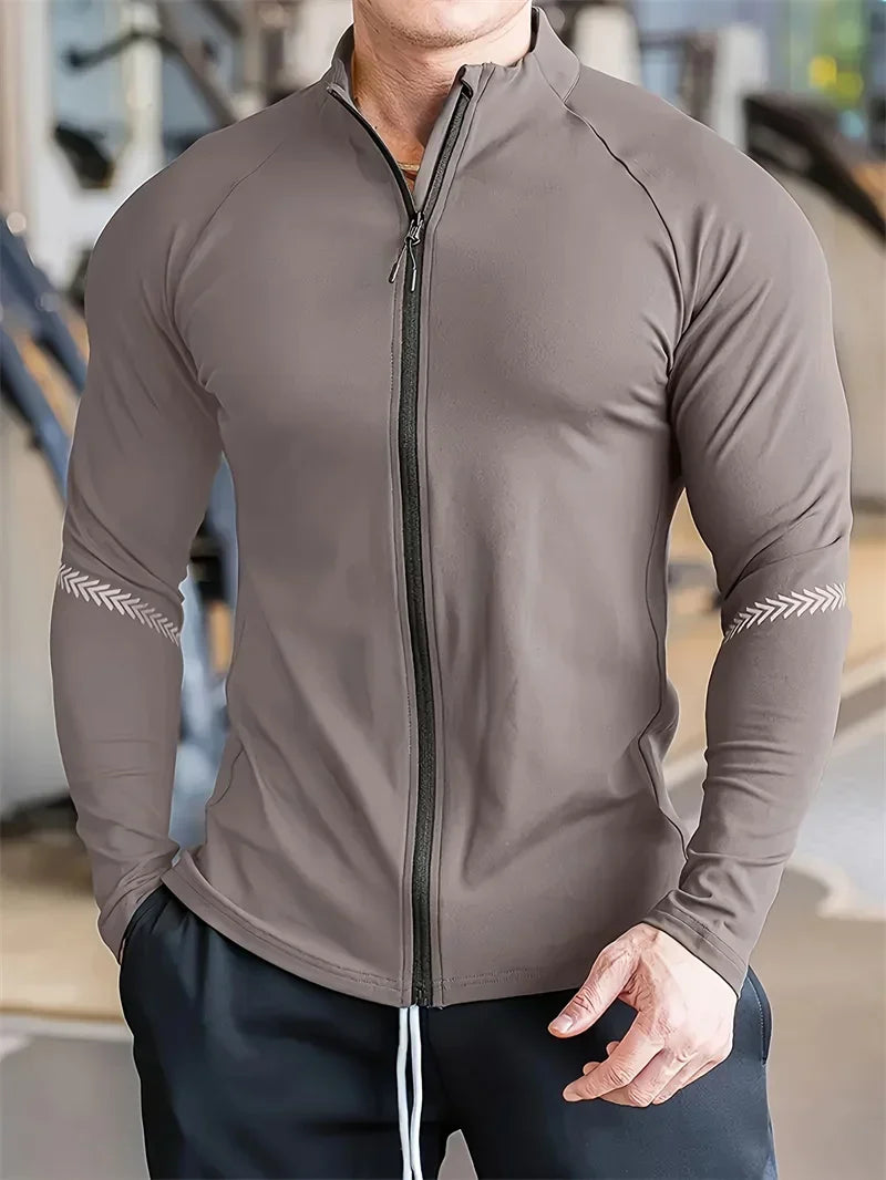 Monathic Zip-Up Fitness Jacket – Tight-Fit Training Sportswear Top