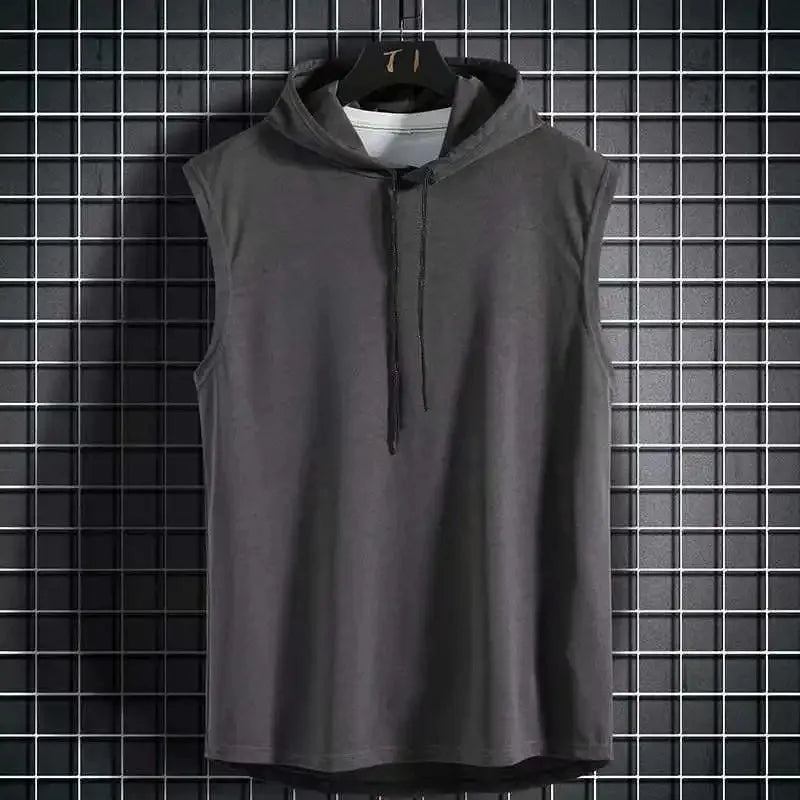 Monathic Men’s Hooded Tank Top, Sleeveless T-Shirt Vest for Gym & Fitness
