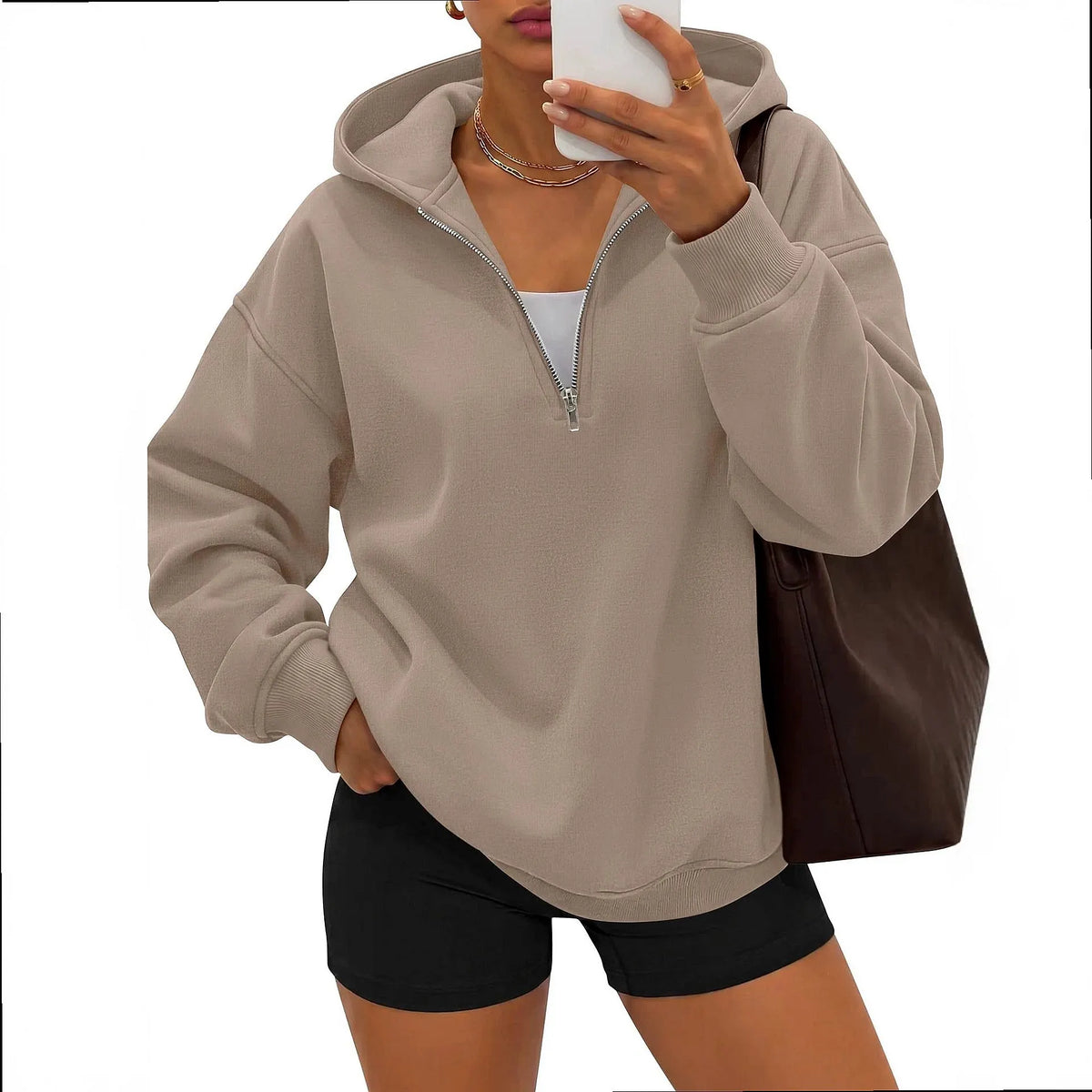 Monathic Women Casual Hoodies Half Zip Hoodie Pullover Sweatshirts Tops