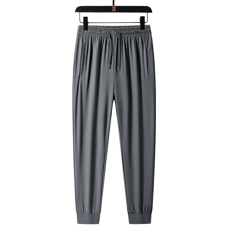 Monathic Ice Silk Men's Pants, Thin Elastic Breathable Straight Leg Sweatpants