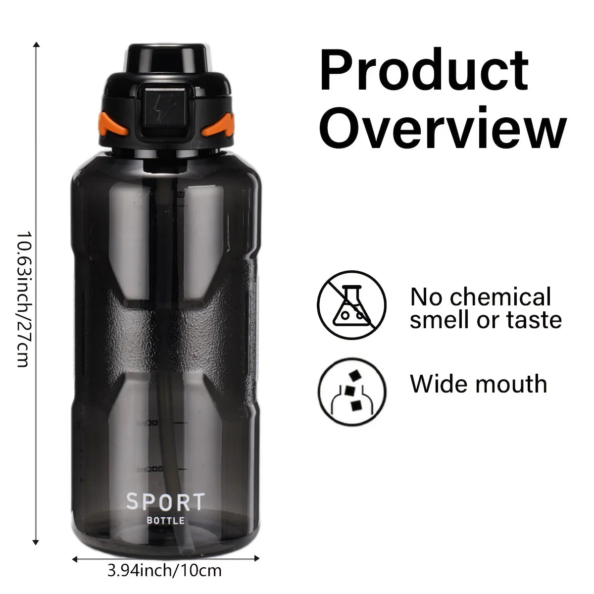 1.5L Straw Water Bottle Large Capacity