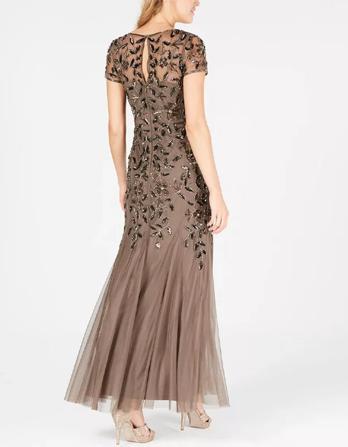 Crew Neck Sequined Maxi Dress