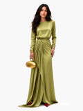 Elegant Maxi Satin Dress with Sophisticated Draping