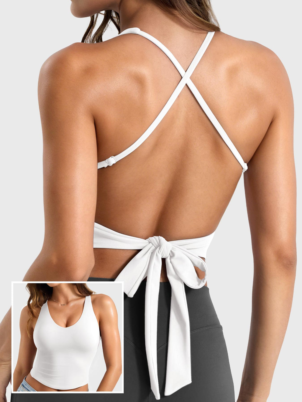 Monathic Ease Backless Tie-Back Active Tank Top
